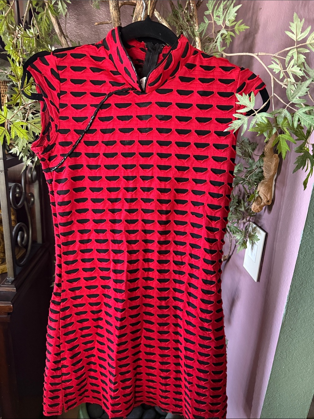 NWT Vintage Y2K Serious Los Angeles Red Black Shredded Goth Dress M